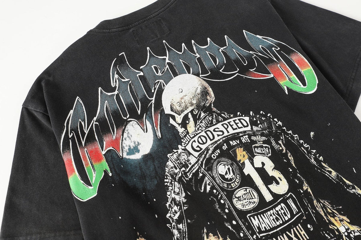 Godspeed Motorcycle Graphic Washed T-Shirt ¡ª detail