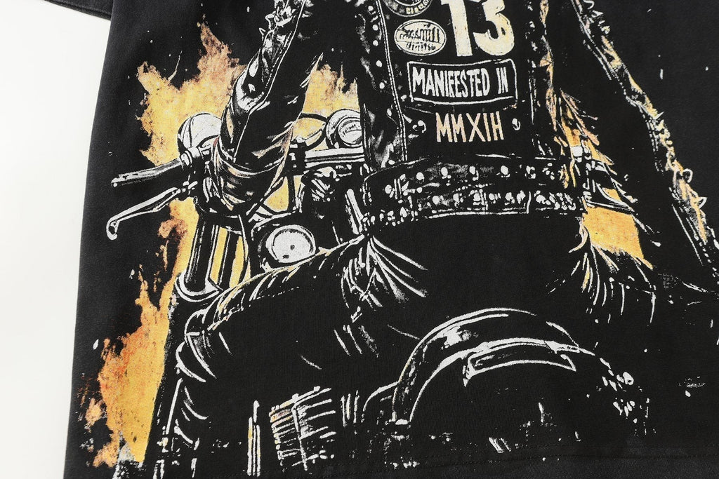 Godspeed Motorcycle Graphic Washed T-Shirt ¡ª detail