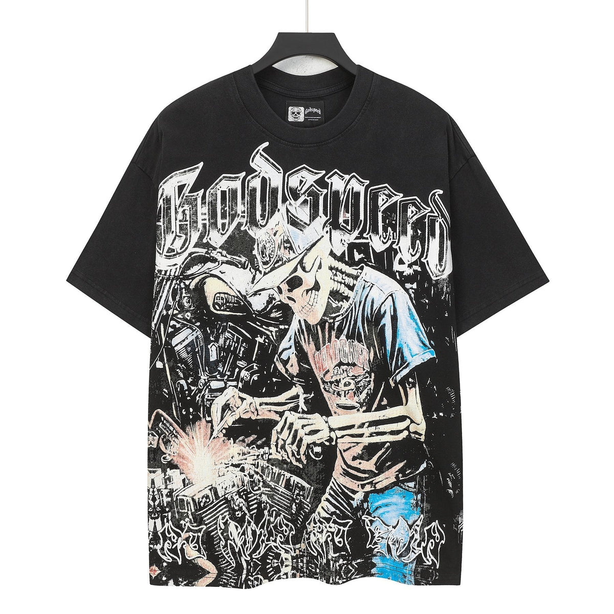 Godspeed No Pain No Gain Washed Black Graphic T-Shirt ¡ª hero