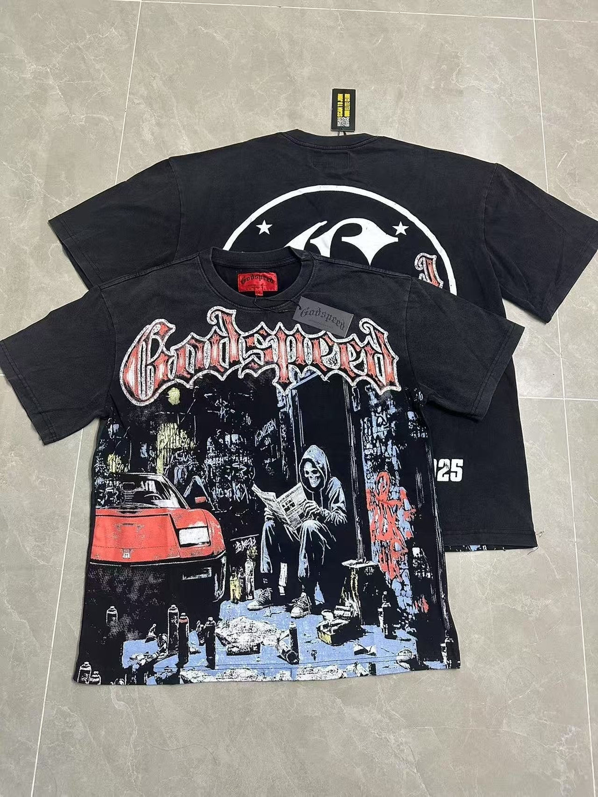 Godspeed Washed Black Reaper Car Graphic T-Shirt ¡ª comparison