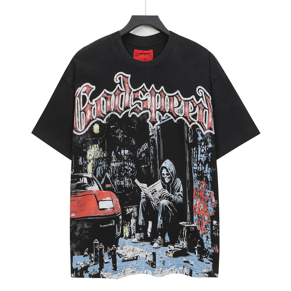 Godspeed Washed Black Reaper Car Graphic T-Shirt ¡ª hero