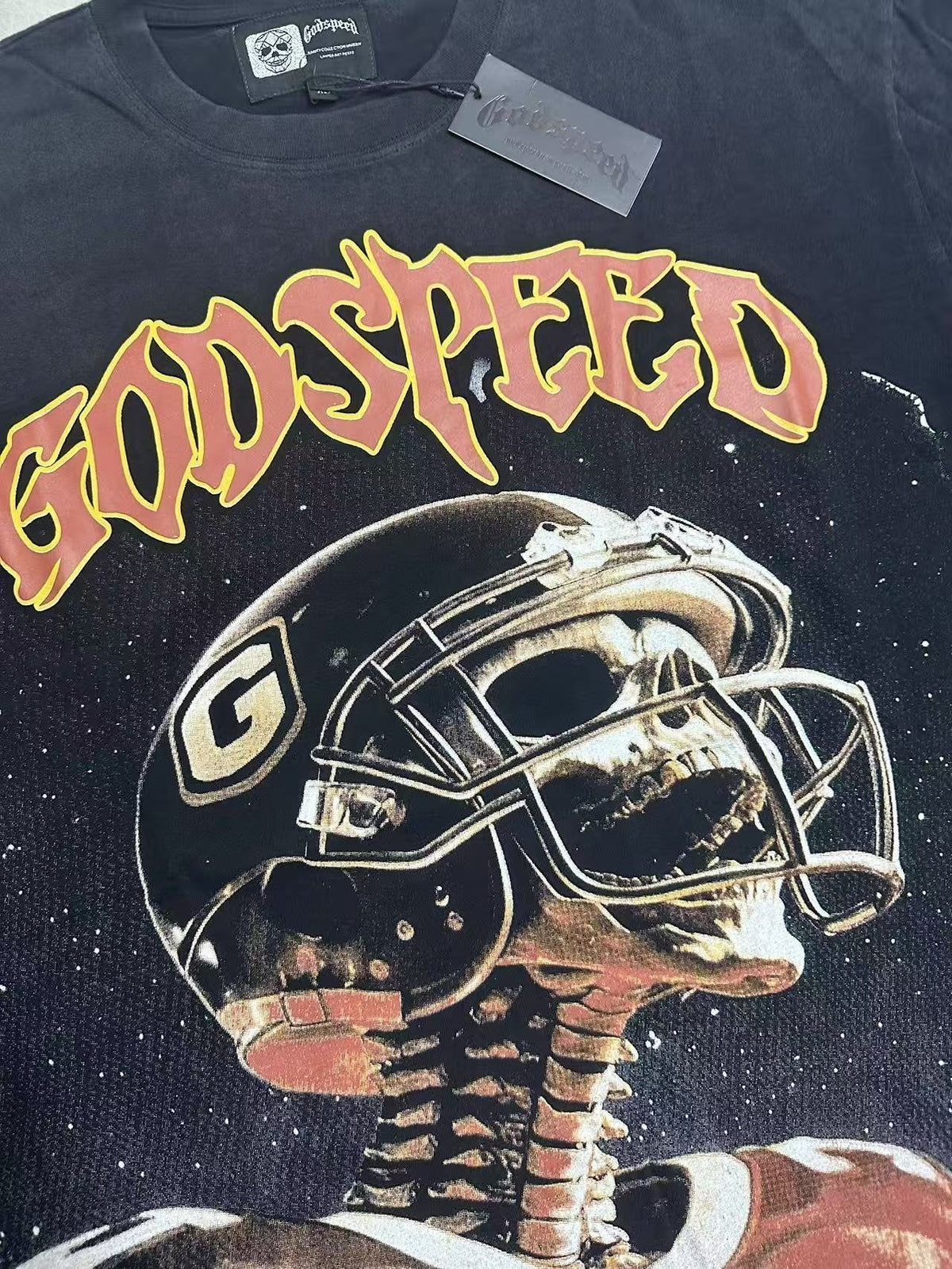 Godspeed Football Skeleton Graphic T-Shirt ¡ª detail