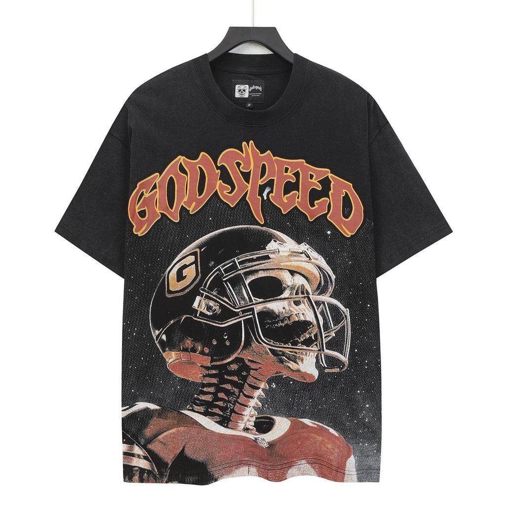Godspeed Football Skeleton Graphic T-Shirt ¡ª hero