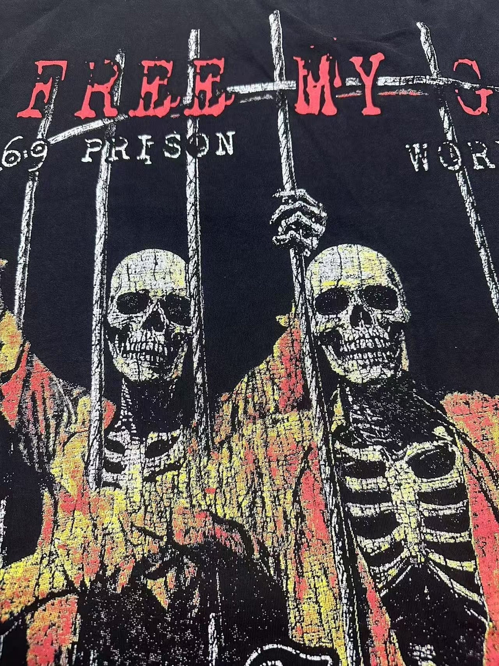 Godspeed Skeleton Prison Graphic T-Shirt ¡ª detail
