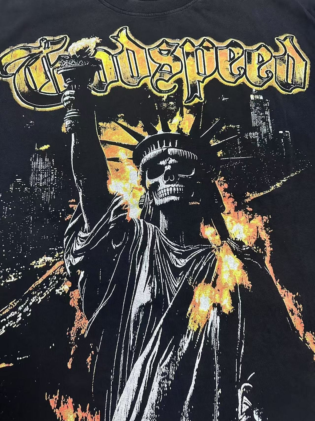 Godspeed Washed Black Statue Graphic T-Shirt ¡ª detail