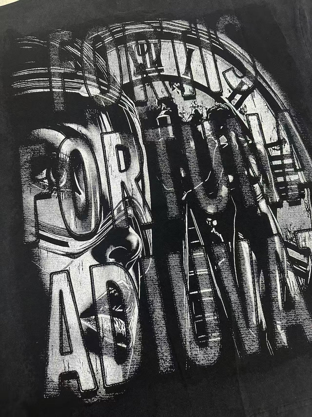 Godspeed Fortuna Astronaut Graphic T-Shirt - Black ¡ª detail