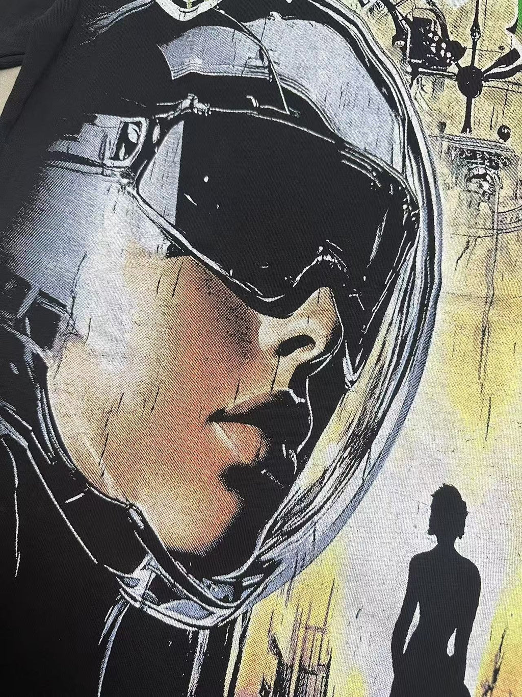 Godspeed Fortuna Astronaut Graphic T-Shirt - Black ¡ª detail
