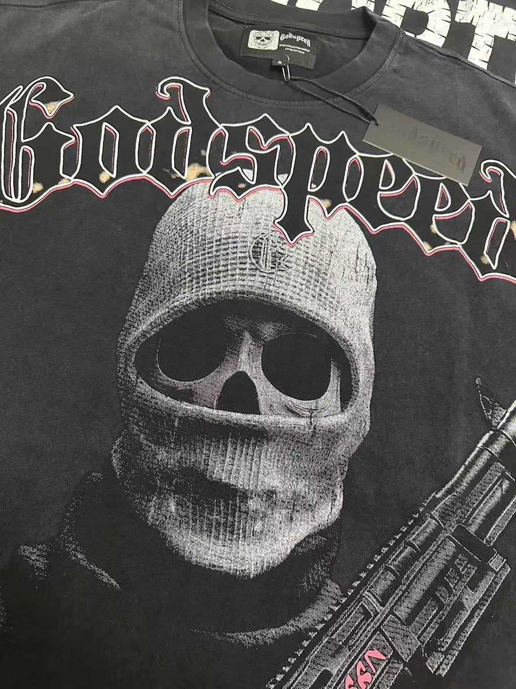 Godspeed Fortis Fortuna Washed Black Graphic T-Shirt ¡ª detail