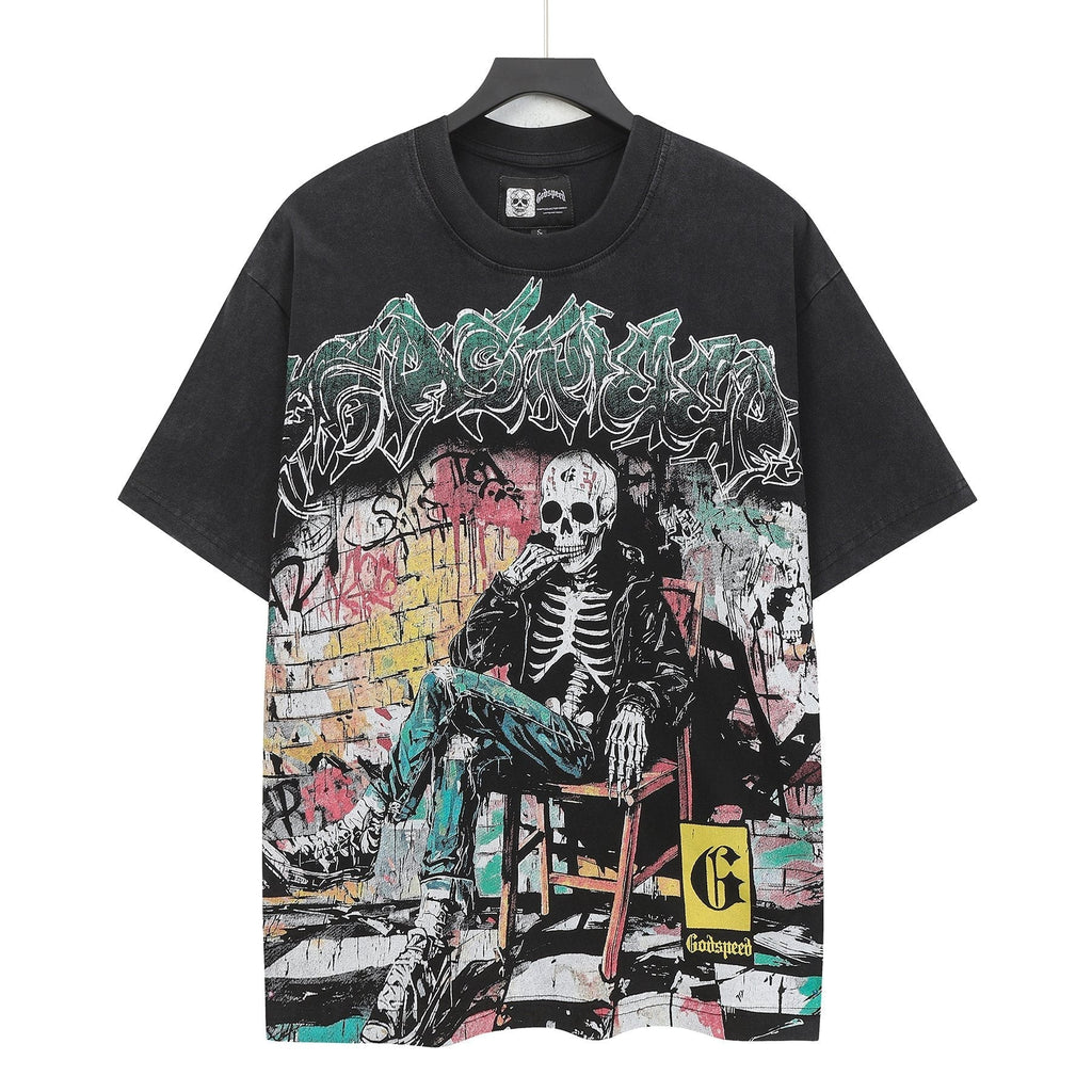 Godspeed Skeleton Graffiti Graphic T-Shirt ¡ª hero