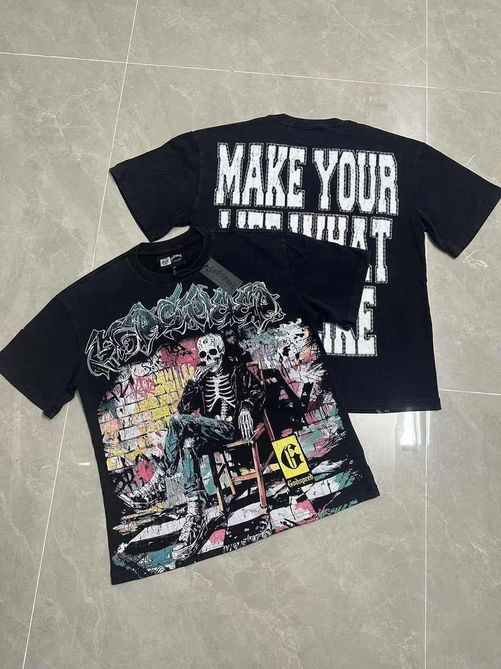 Godspeed Skeleton Graffiti Graphic T-Shirt ¡ª context