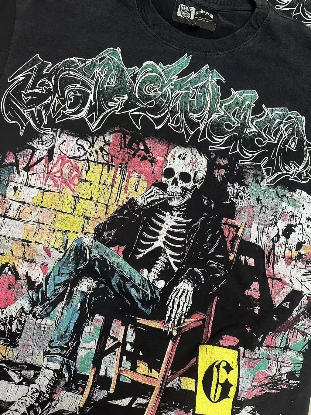 Godspeed Skeleton Graffiti Graphic T-Shirt ¡ª detail