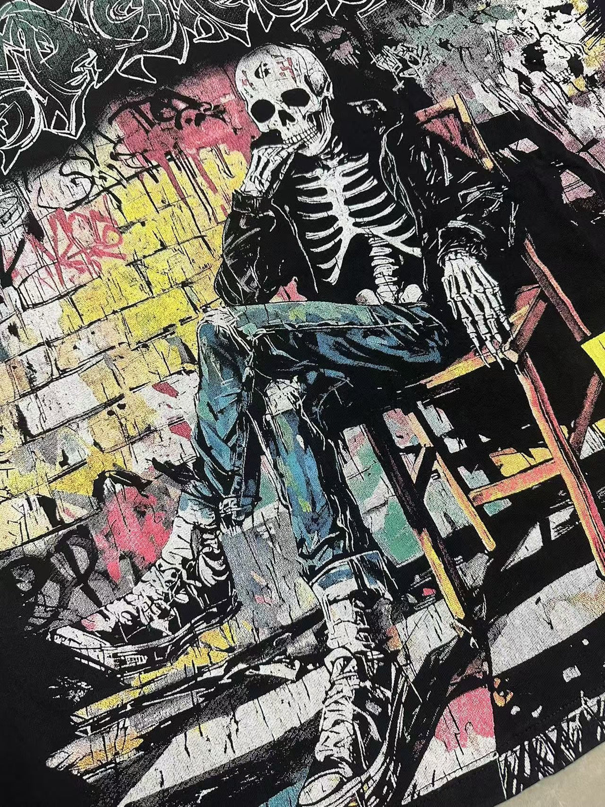 Godspeed Skeleton Graffiti Graphic T-Shirt ¡ª detail