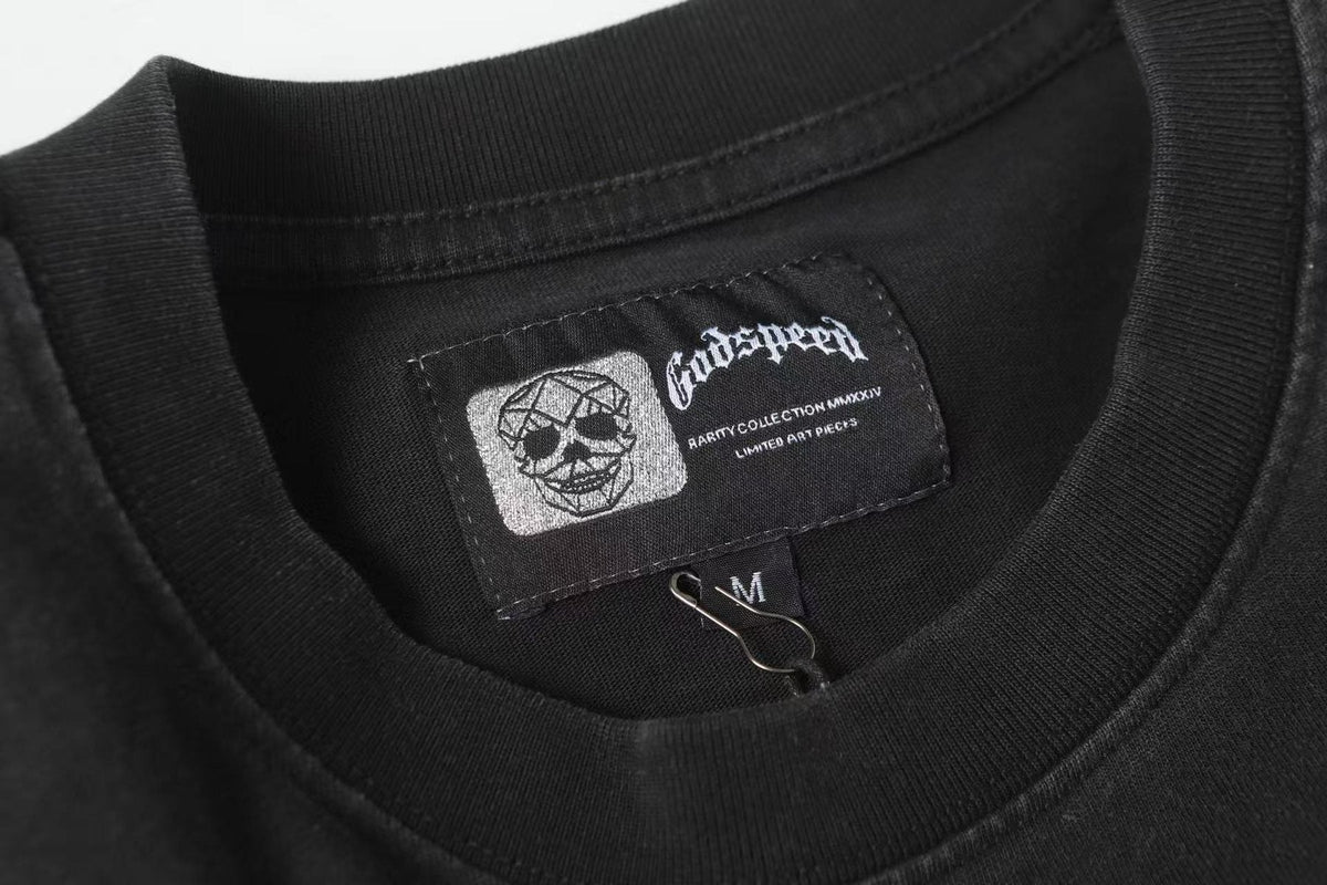 Godspeed Washed Black Rock Graphic T-Shirt ¡ª neck_label