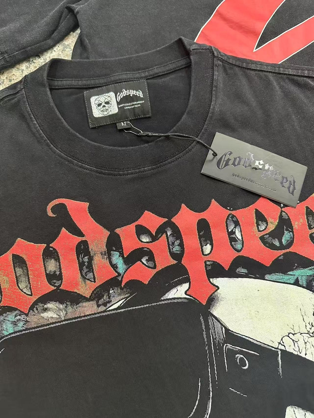Godspeed Washed Black Rock Graphic T-Shirt ¡ª hang_tag