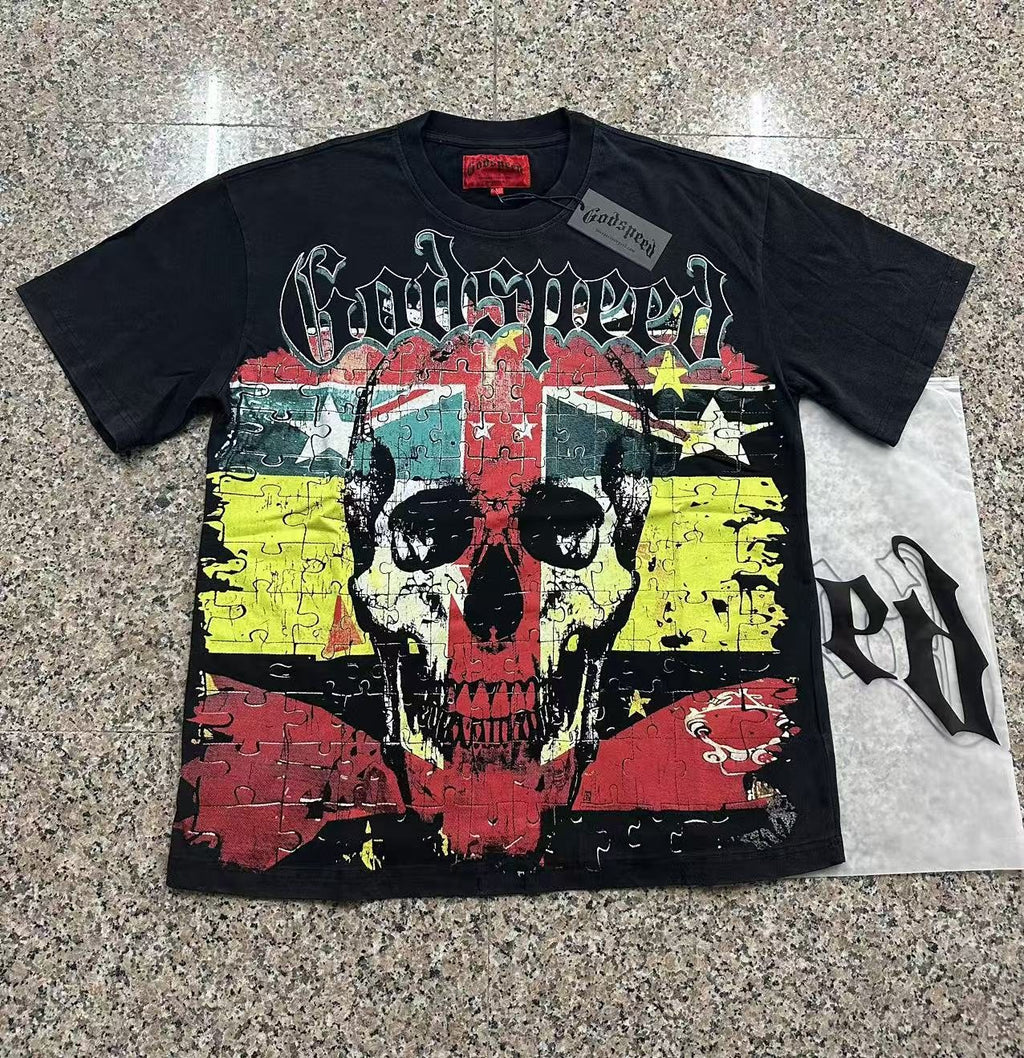 Godspeed Puzzle Skull Graphic T-Shirt ¡ª context