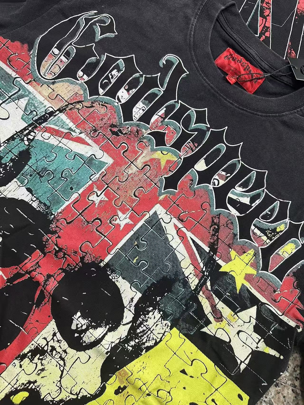 Godspeed Puzzle Skull Graphic T-Shirt ¡ª detail