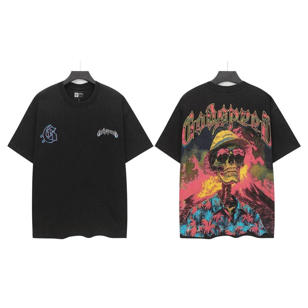 Godspeed Washed Black Skull Graphic T-Shirt ¡ª hero