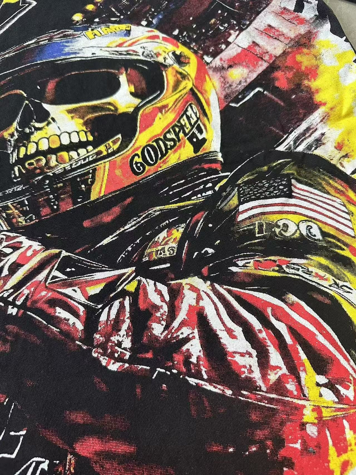 Godspeed Racer Skull Graphic T-Shirt ¡ª fabric_closeup