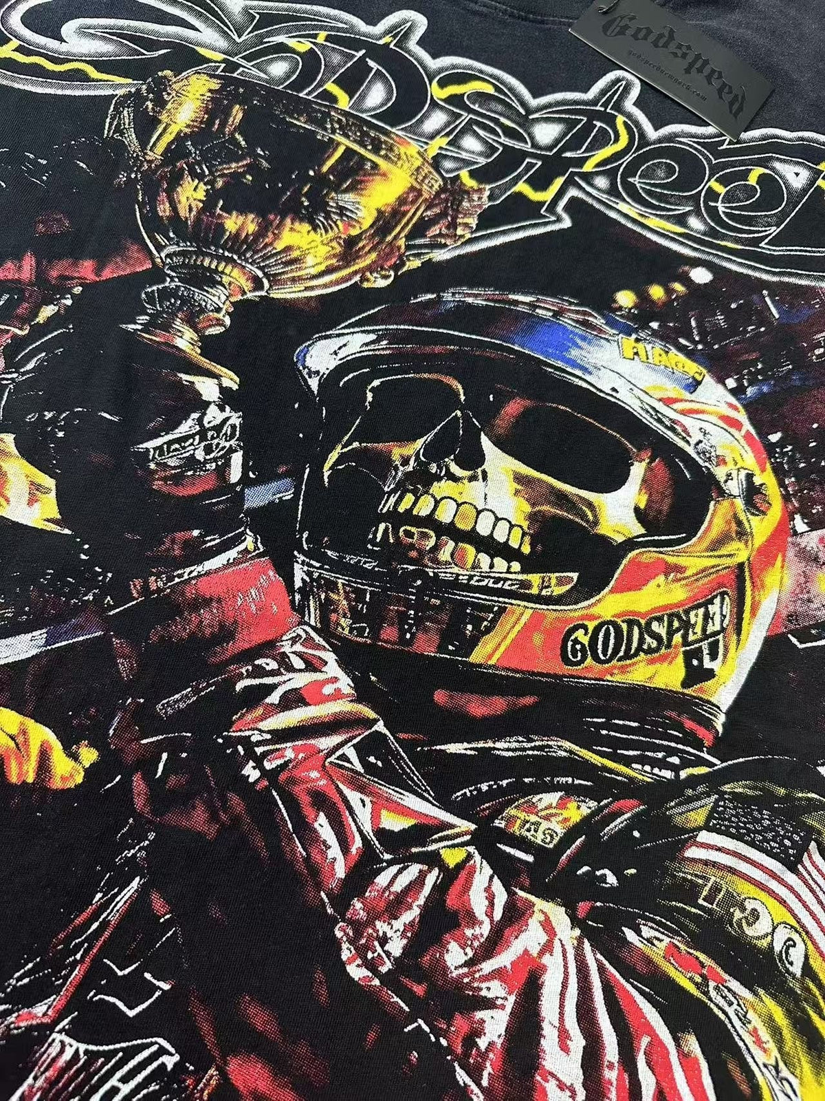 Godspeed Racer Skull Graphic T-Shirt ¡ª fabric_closeup