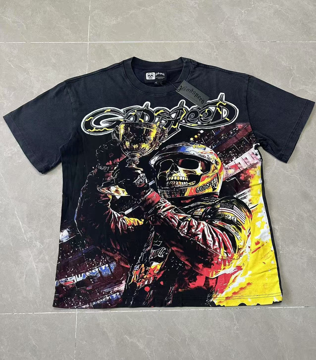 Godspeed Racer Skull Graphic T-Shirt ¡ª front