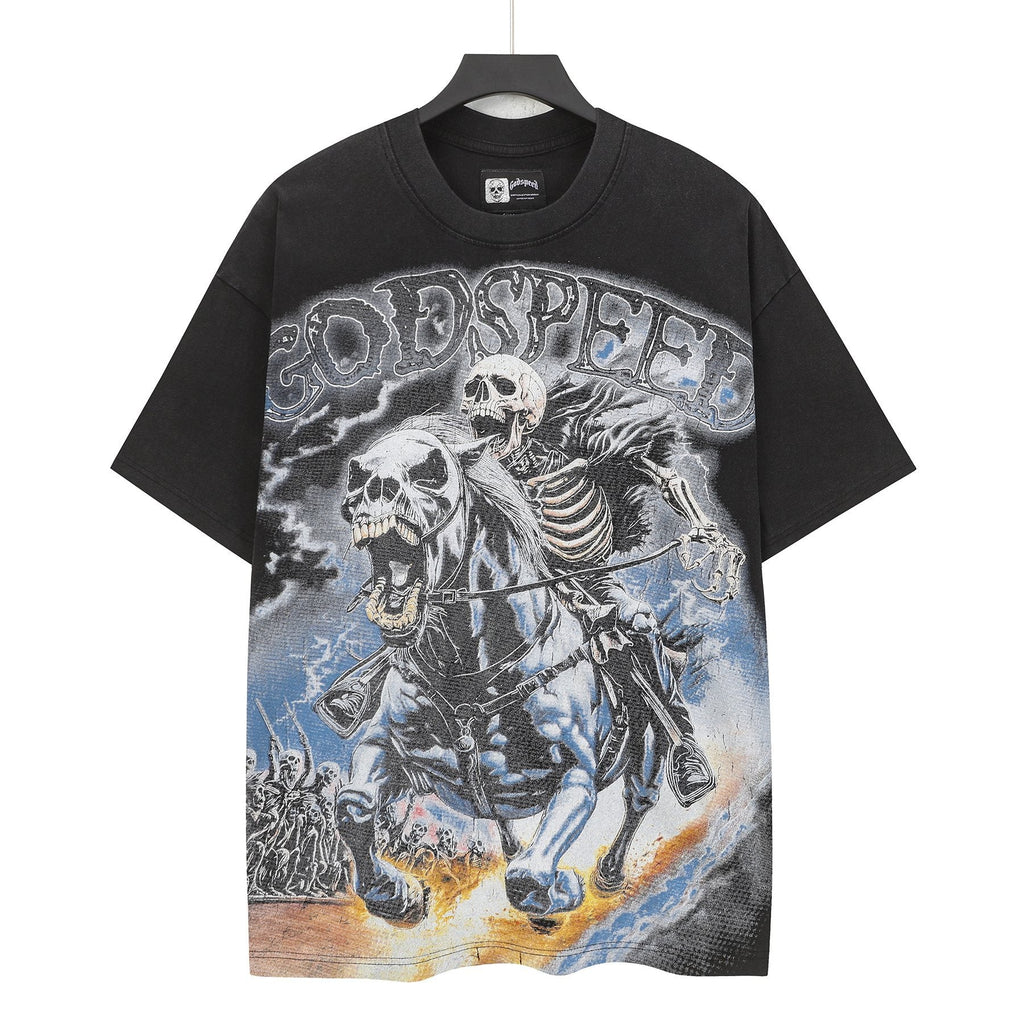 Godspeed Skeleton Horse Washed Black Graphic T-Shirt ¡ª hero
