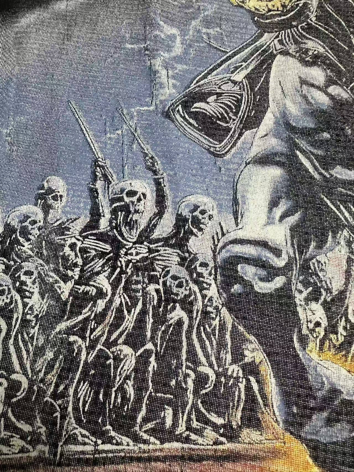 Godspeed Skeleton Horse Washed Black Graphic T-Shirt ¡ª fabric_closeup