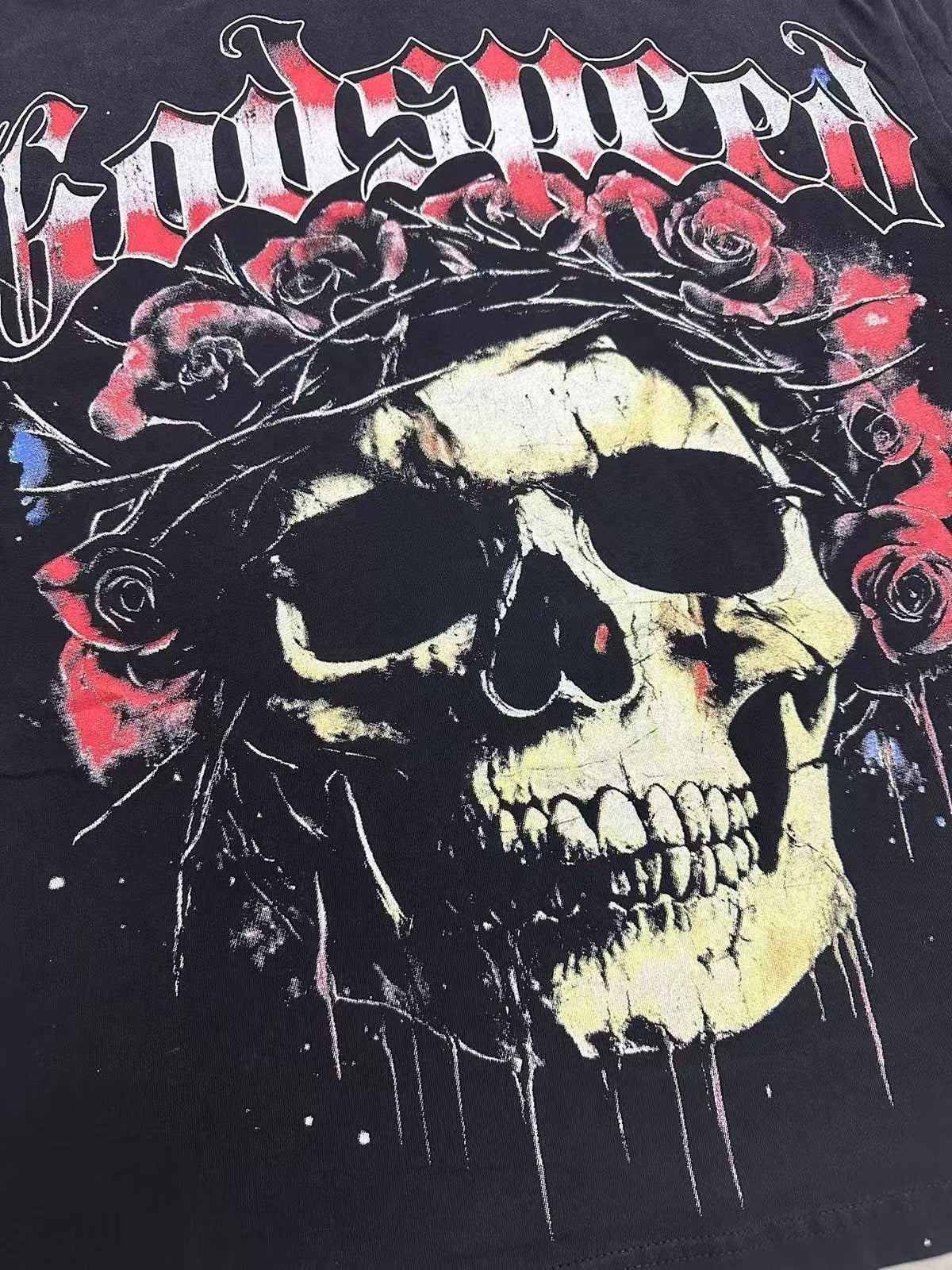 Godspeed Skull & Roses Graphic T-Shirt ¡ª detail