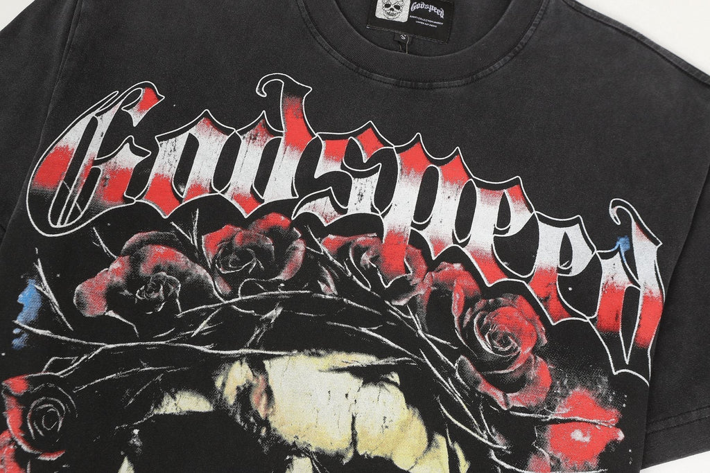 Godspeed Skull & Roses Graphic T-Shirt ¡ª detail