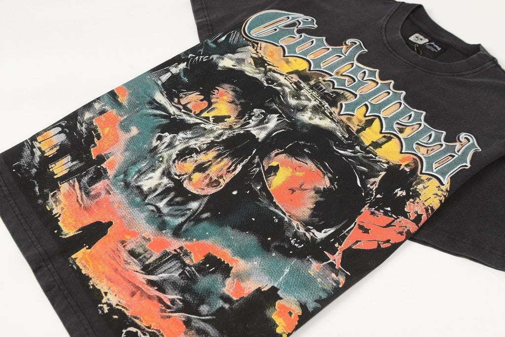 Godspeed Washed Black Skull Graphic T-Shirt ¡ª detail