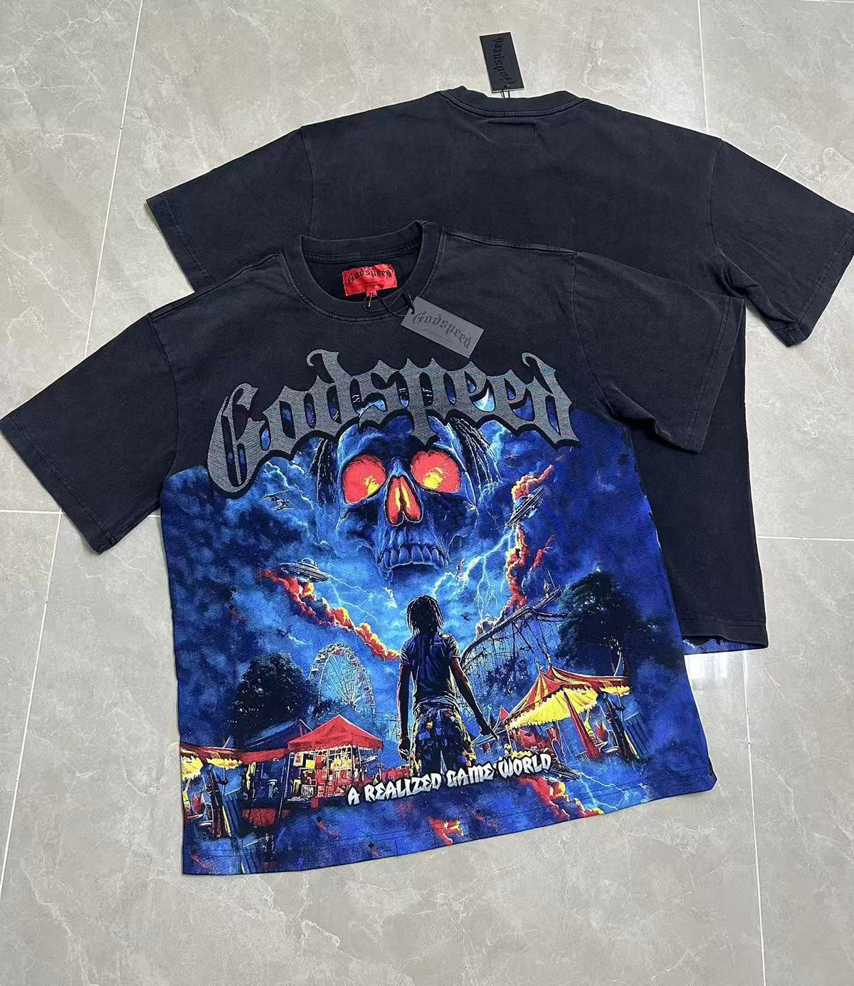 Godspeed Skull Graphic Washed Black T-Shirt ¡ª context