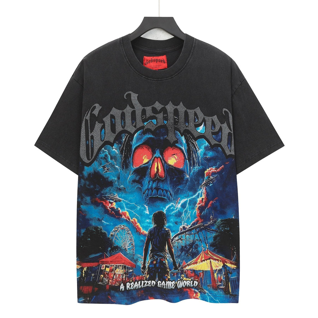 Godspeed Skull Graphic Washed Black T-Shirt ¡ª hero