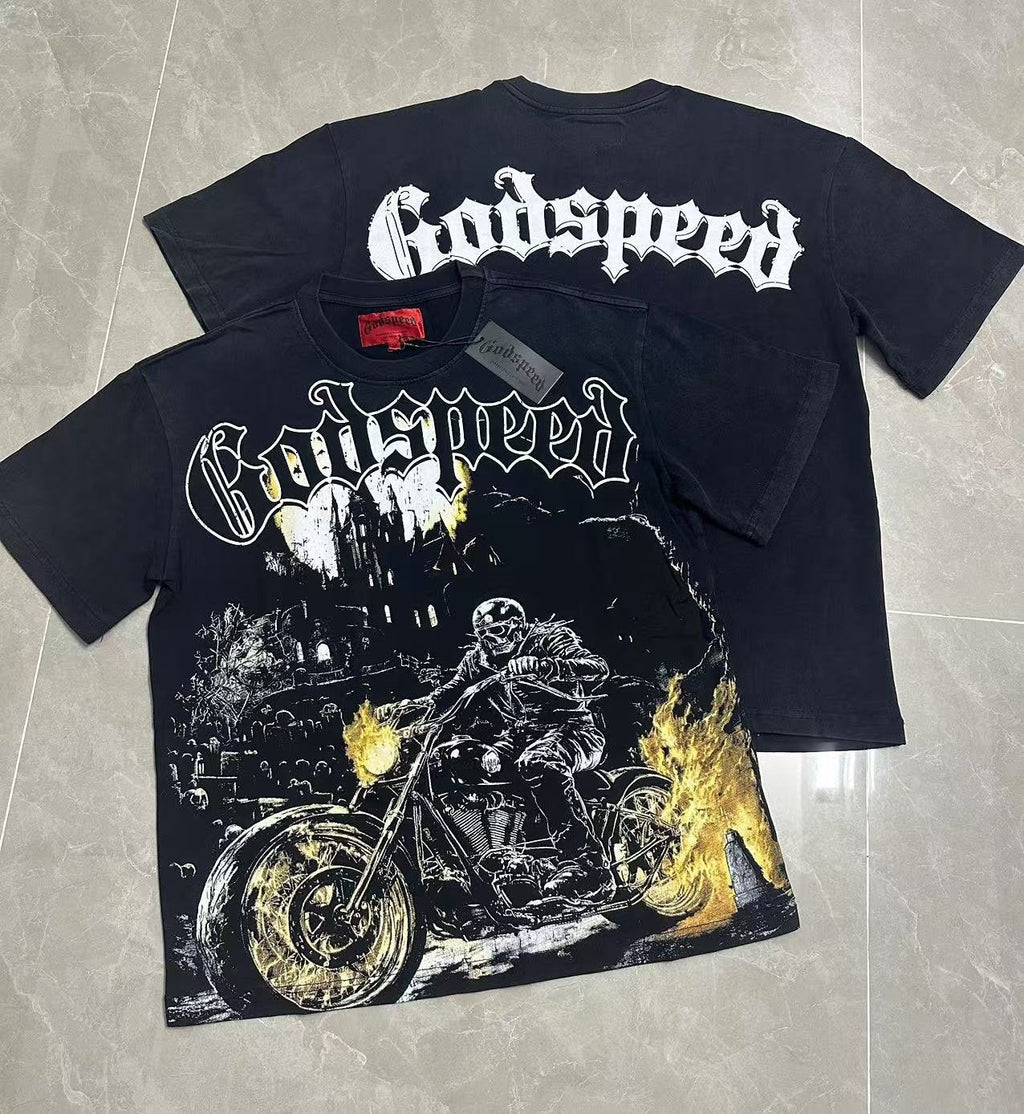 Godspeed Washed Black Motorcycle Graphic T-Shirt ¡ª context