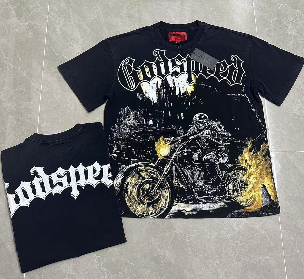 Godspeed Washed Black Motorcycle Graphic T-Shirt ¡ª context