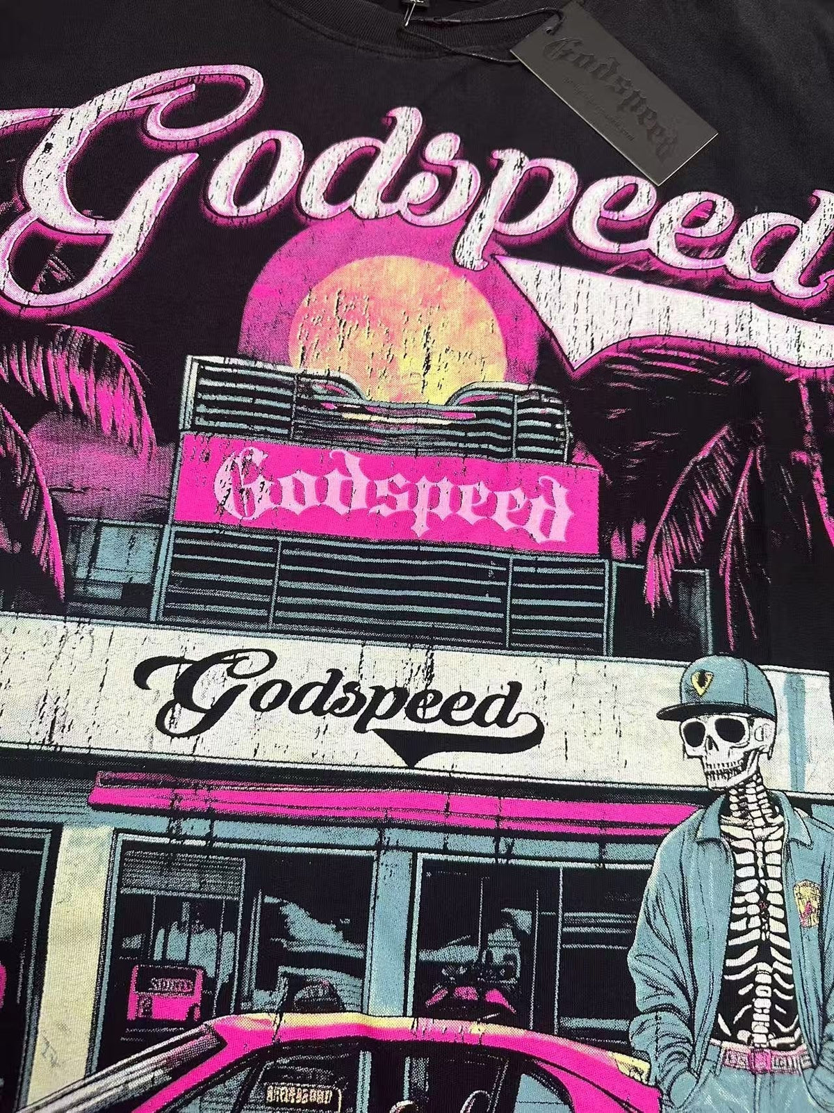 Godspeed Washed Black Rock Graphic T-Shirt ¡ª detail