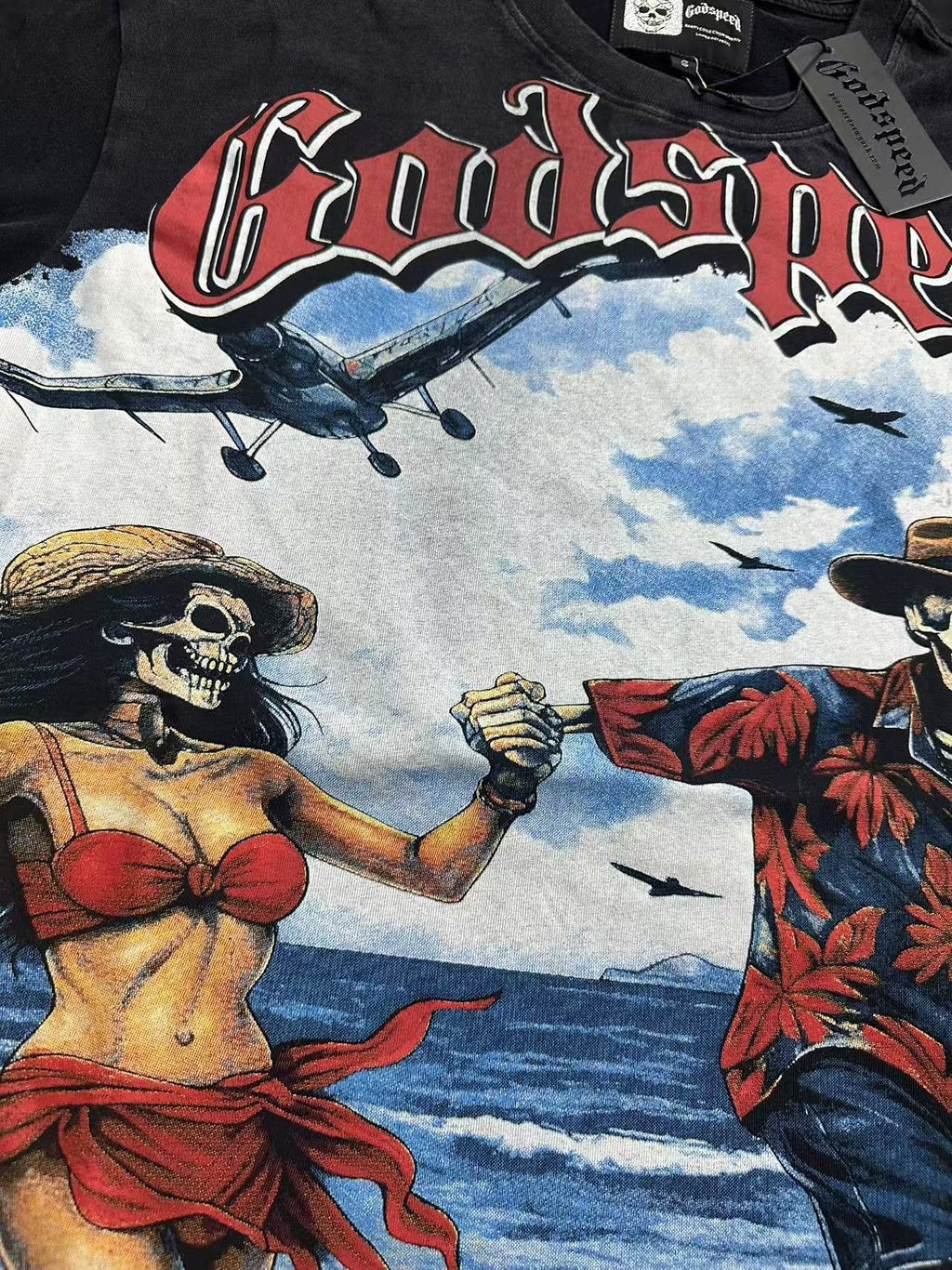 Godspeed Beach Skeleton Graphic T-Shirt ¡ª detail