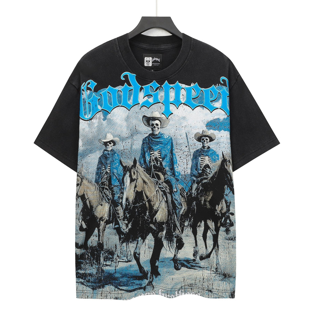 Godspeed Washed Black Rock Graphic T-Shirt ¡ª front