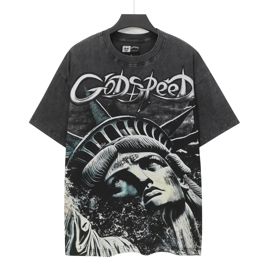 Godspeed Statue of Liberty Washed Graphic T-Shirt ¡ª hero