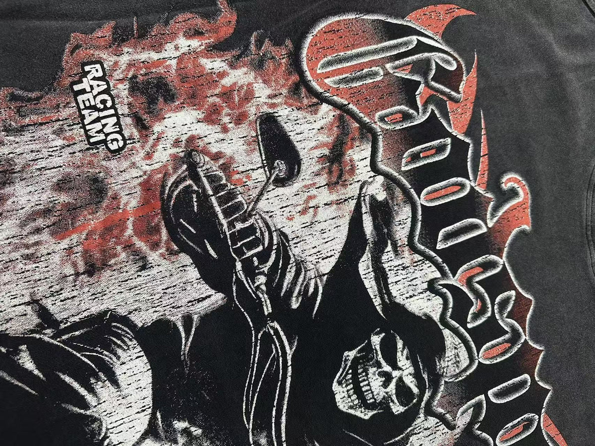 Godspeed Racing Team Washed Black Graphic T-Shirt ¡ª detail