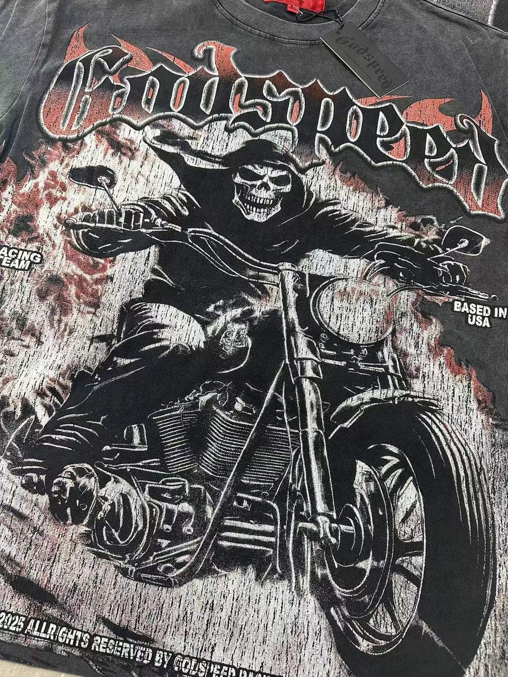 Godspeed Racing Team Washed Black Graphic T-Shirt ¡ª detail