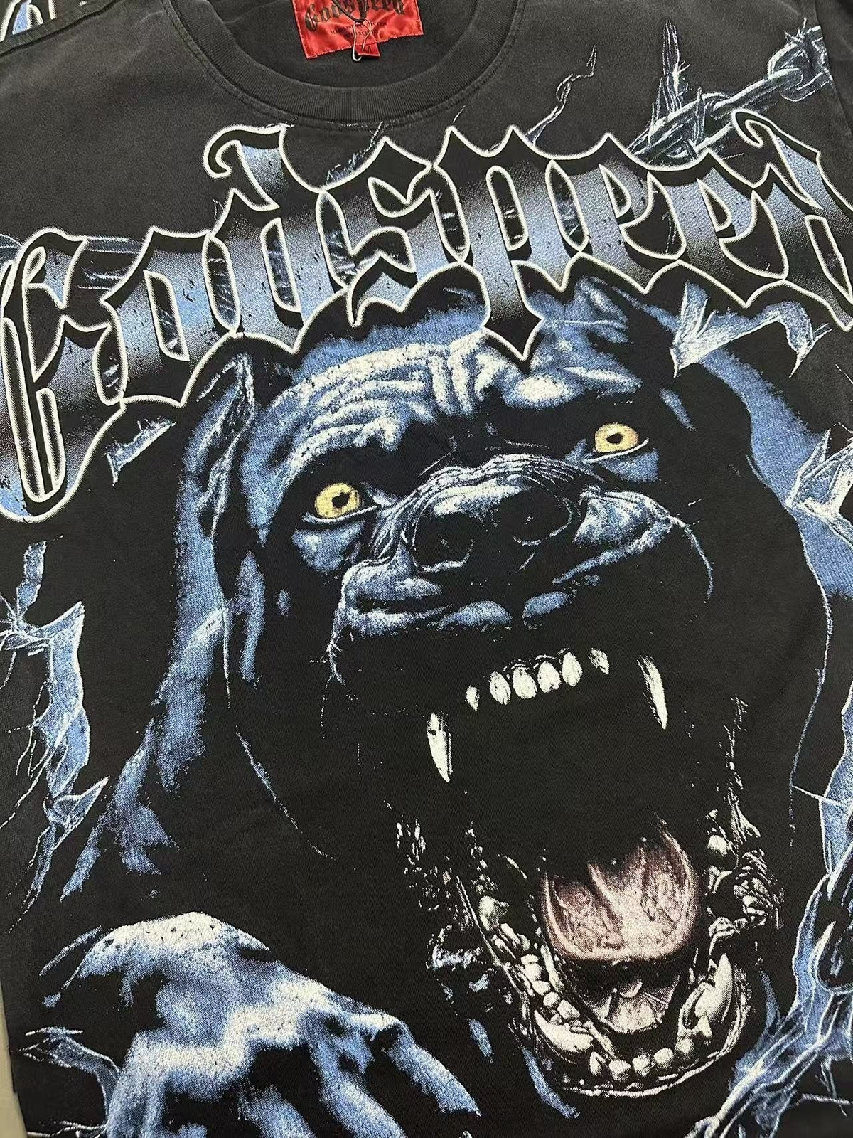 Godspeed Panther Graphic Washed Black T-Shirt ¡ª detail