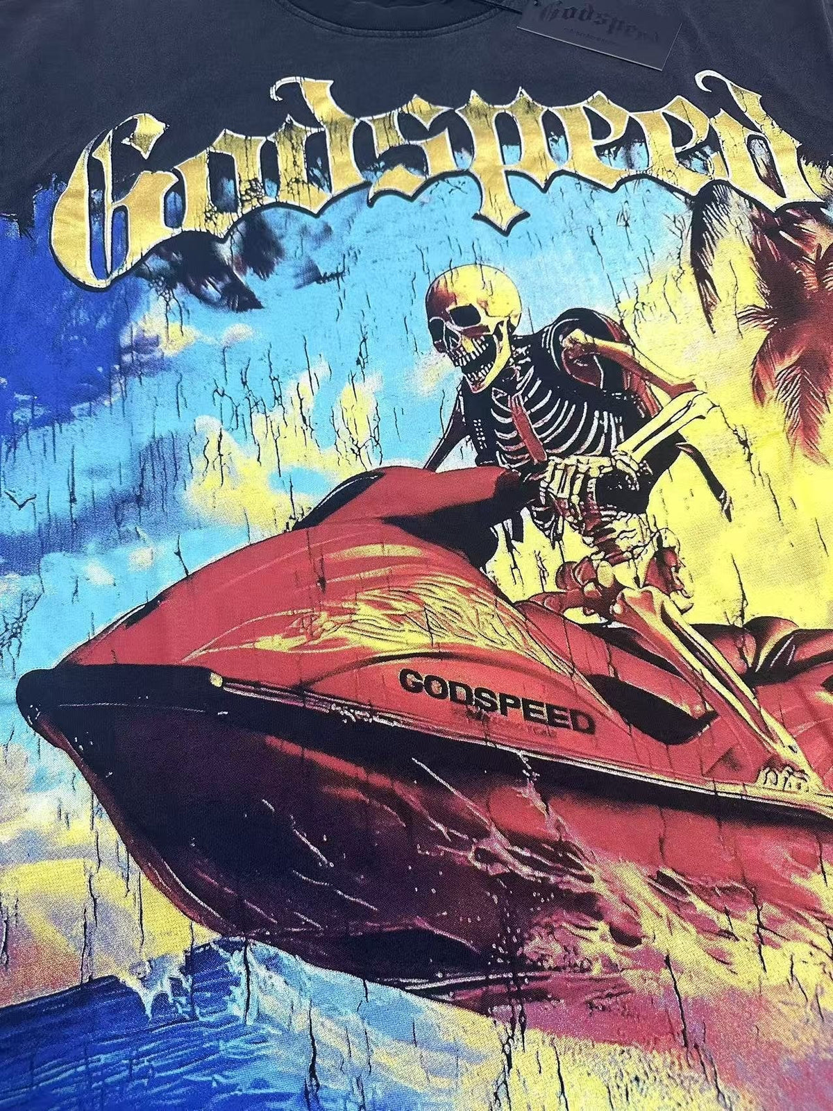 Godspeed Skeleton Jet-Ski Graphic T-Shirt ¡ª detail