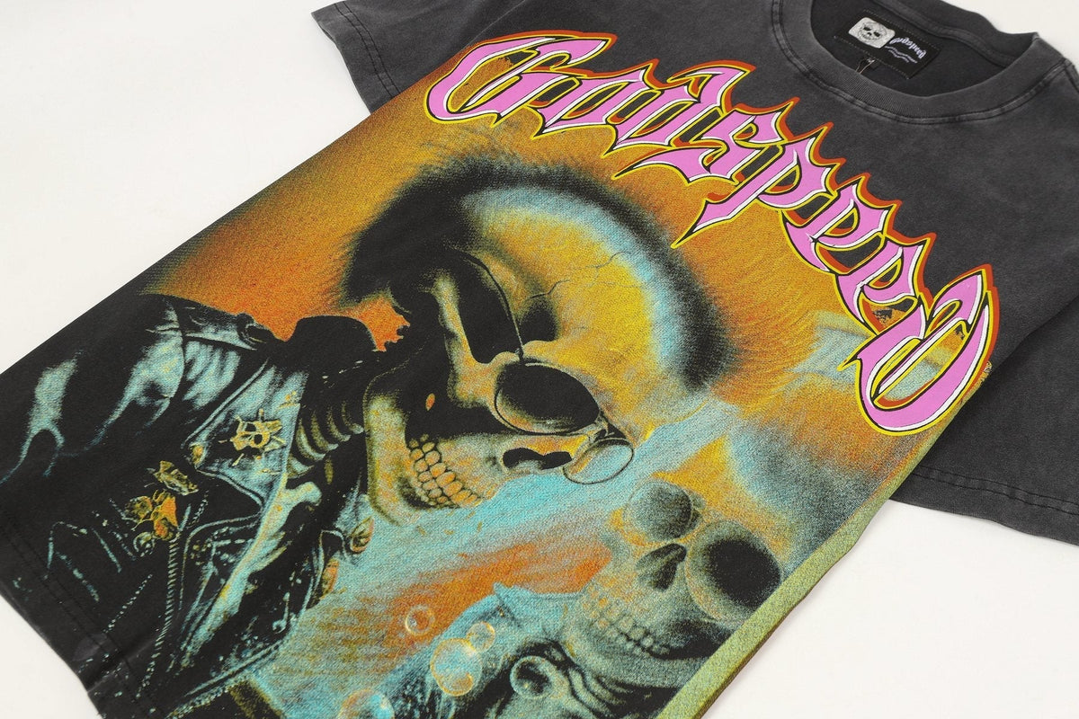 Godspeed Skeleton Graphic Washed Black T-Shirt ¡ª front