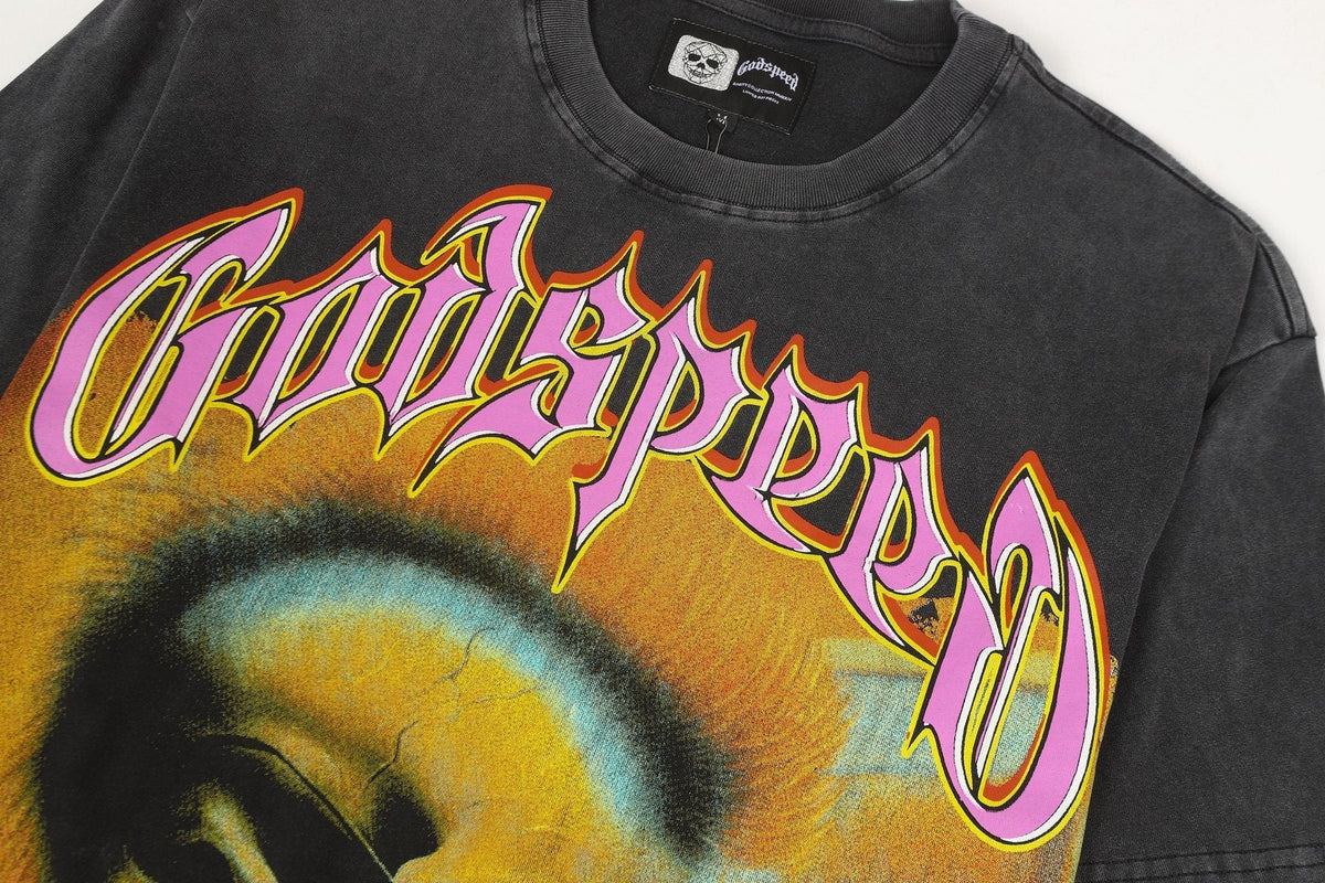 Godspeed Skeleton Graphic Washed Black T-Shirt ¡ª detail