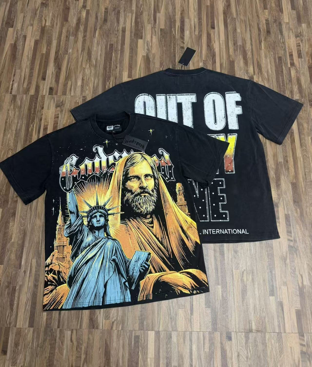 Godspeed Washed Black Statue Graphic T-Shirt ¡ª context