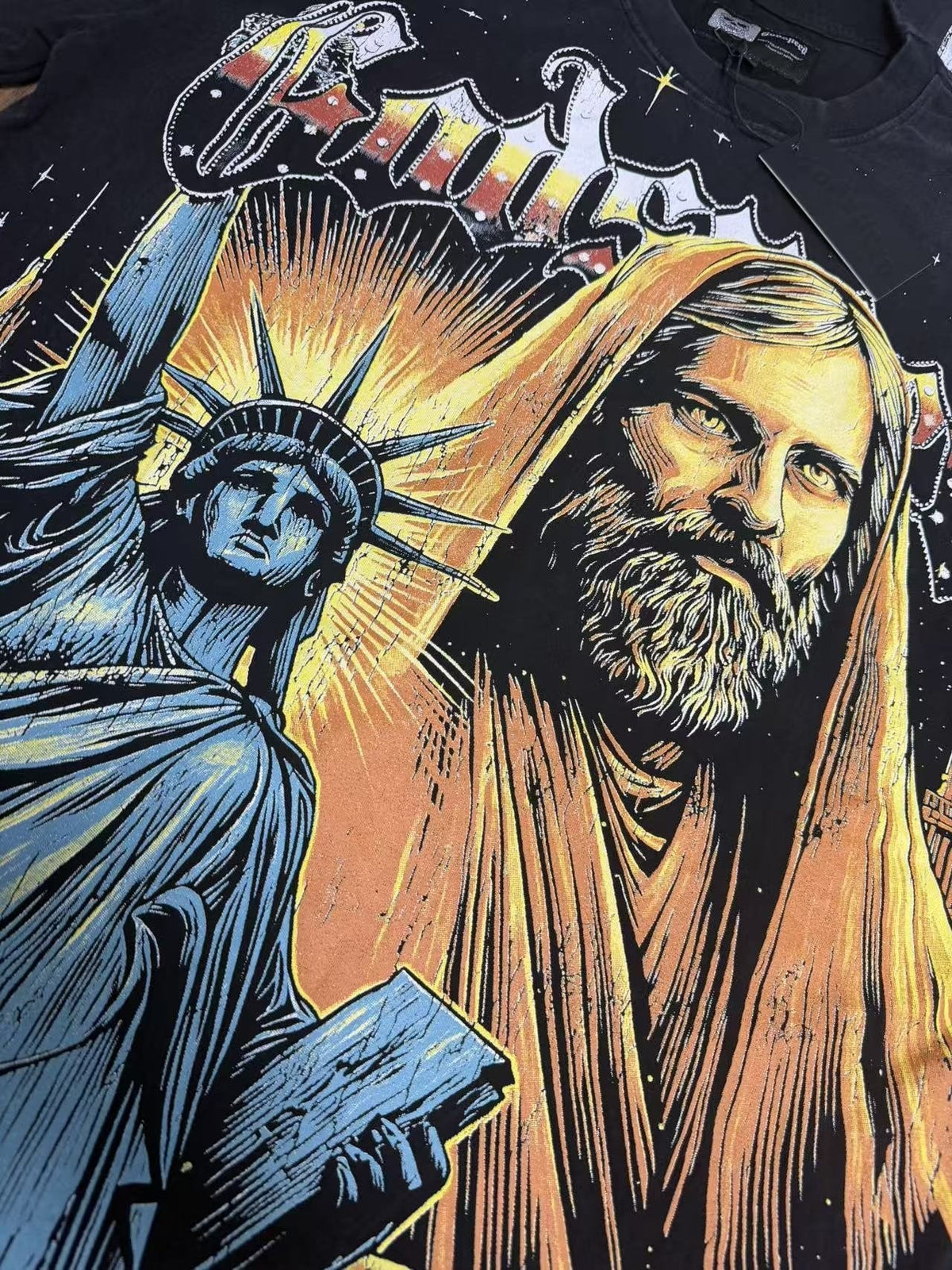 Godspeed Washed Black Statue Graphic T-Shirt ¡ª detail