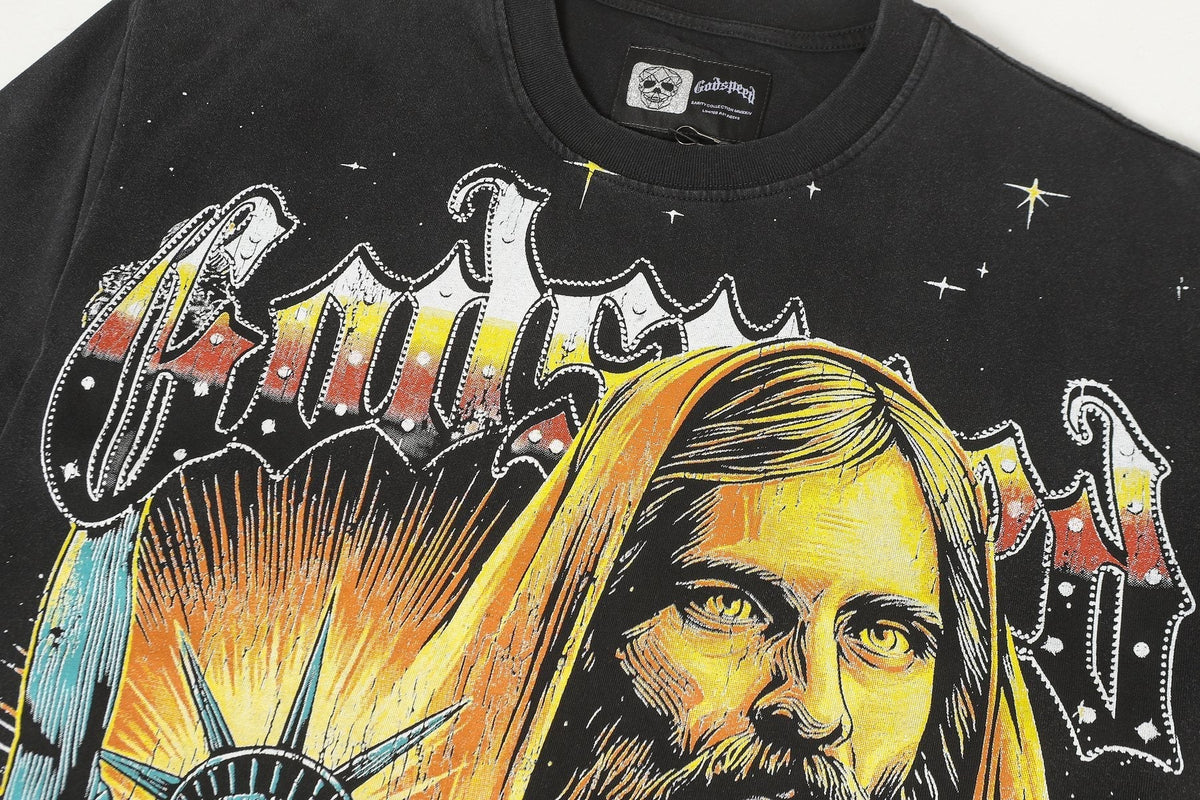 Godspeed Washed Black Statue Graphic T-Shirt ¡ª detail