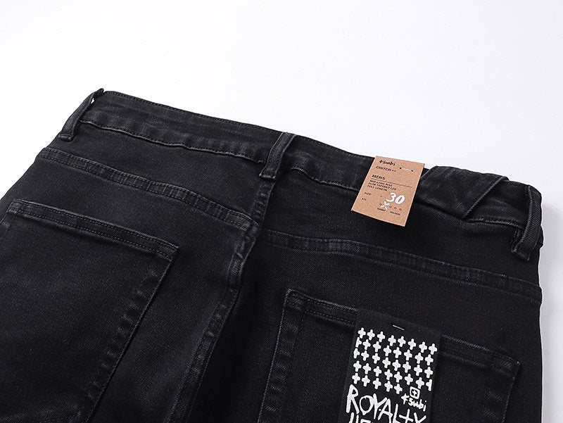 Ksubi Black Cross Embroidered Slim Tapered Jeans ¡ª detail