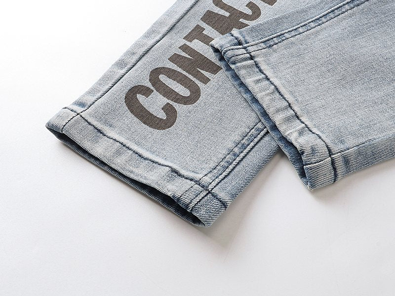 Ksubi Light Blue Graffiti Slim Tapered Jeans ¡ª detail