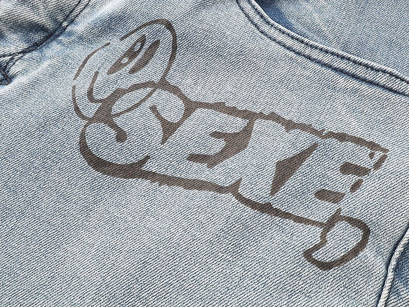 Ksubi Light Blue Graffiti Slim Tapered Jeans ¡ª detail