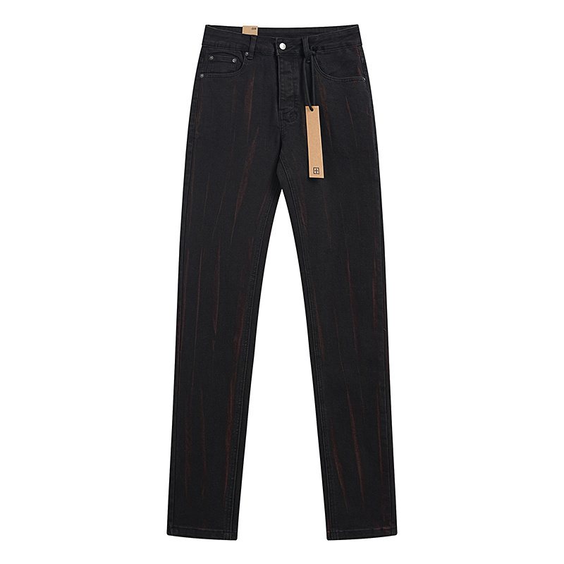 Ksubi Black Slim Tapered Jeans with Red Accents ¡ª hero